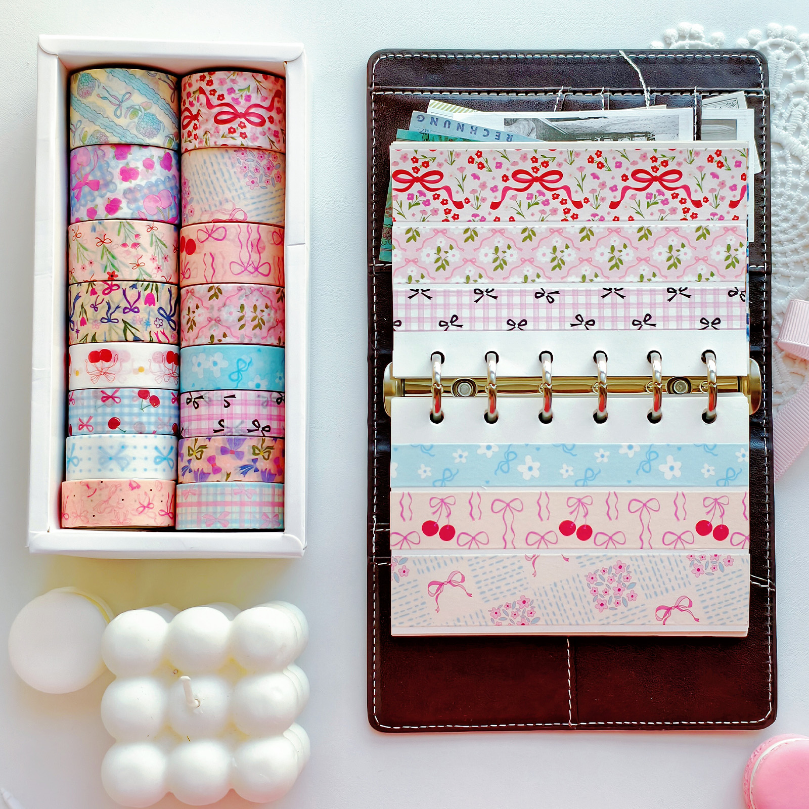 Art Craft Journals - 16 Rolls Pink Bow Washi Tapes