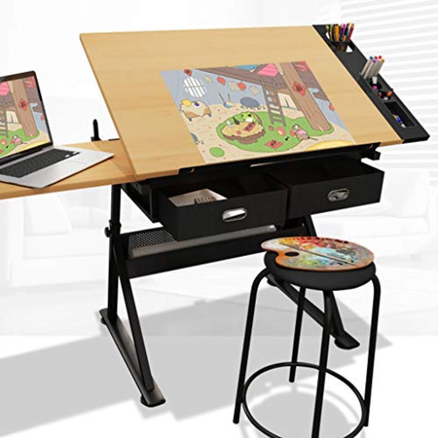 Art & Craft Jojo - Drafting Table with Storage Height Adjustable