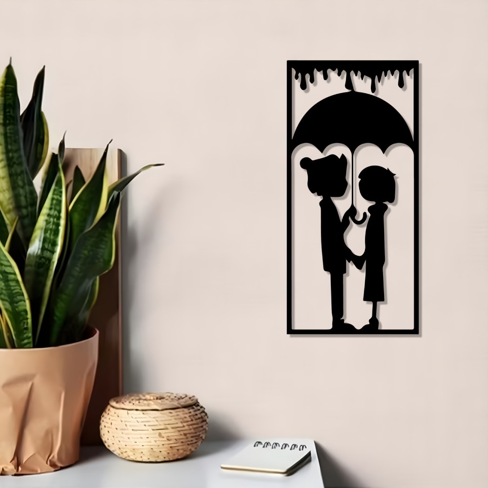 Art Craft Umbrella - Vintage Couple Under Umbrella Iron Wall