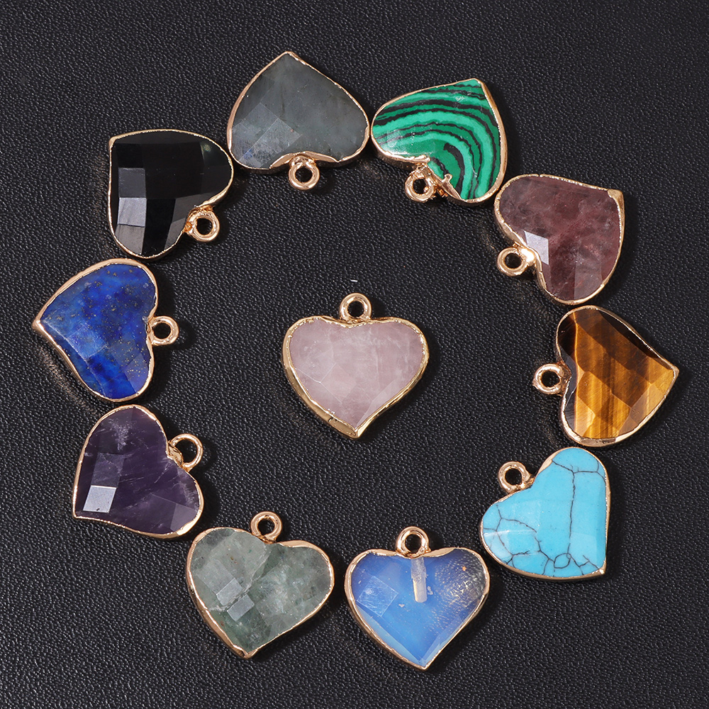 Art Craft Eyes - 5pcs/set Heart Shaped Natural Stone Pendant