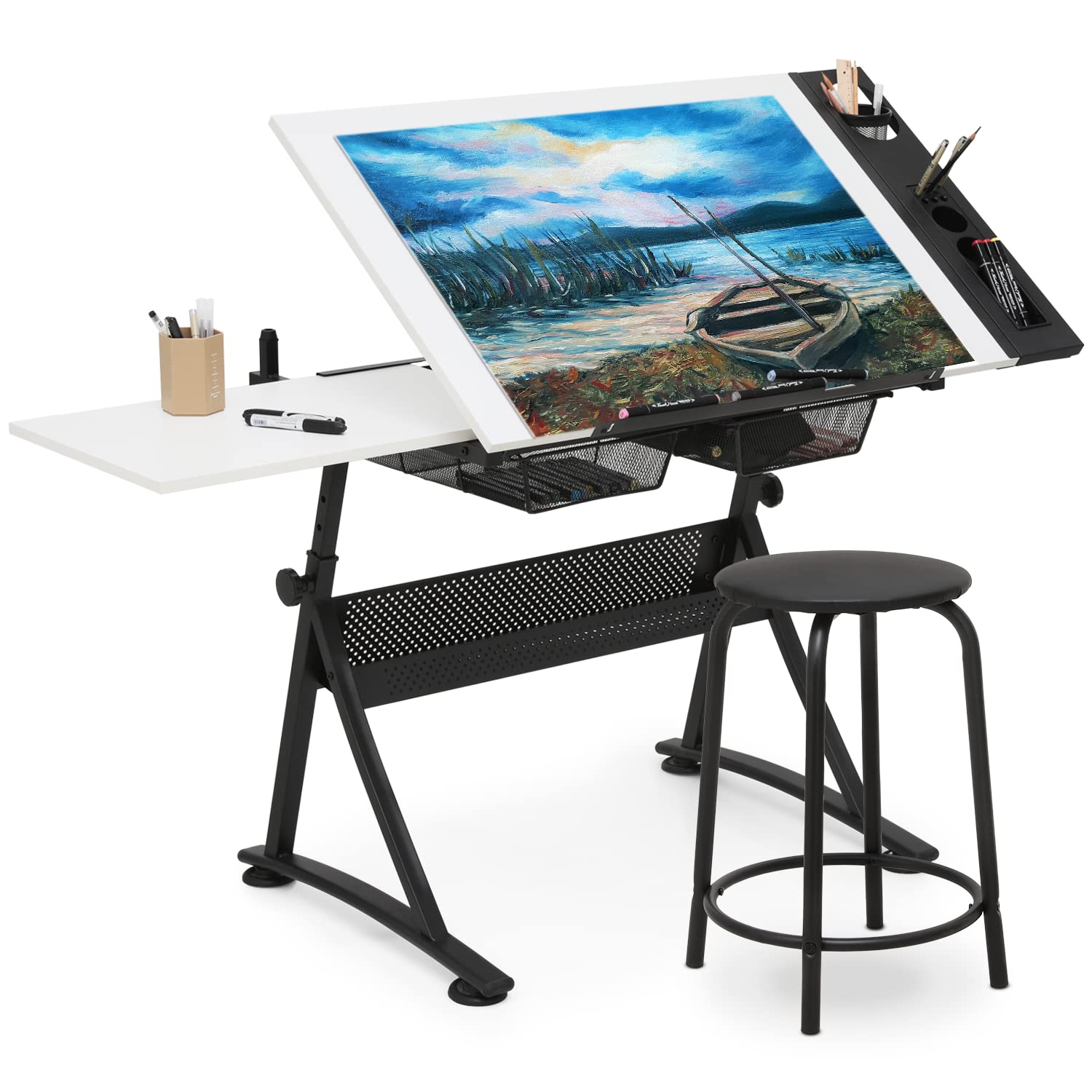 Art & Craft Teacher - Art Deco Drafting Table, Height-Adjustable, Tiltable