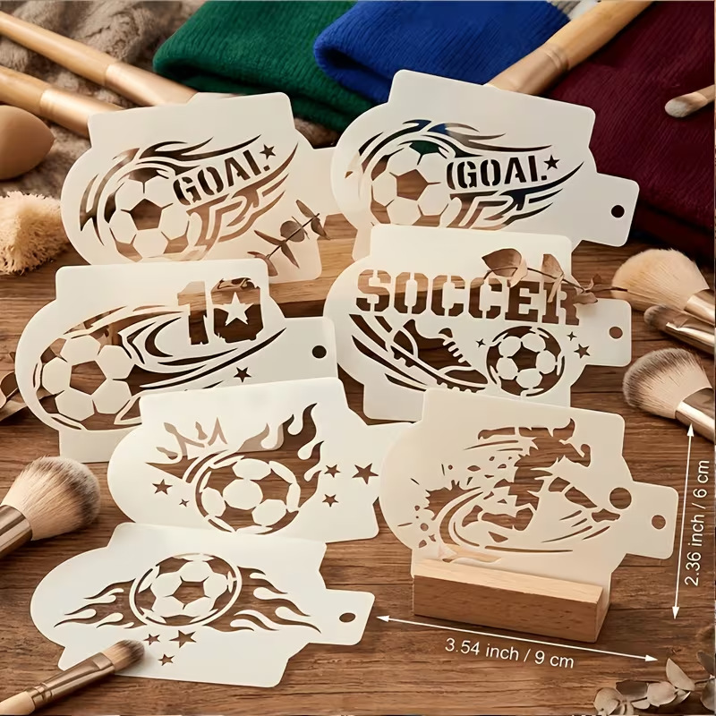 Art Craft Materials - 6Pcs Football Stencils for Painting Plastic