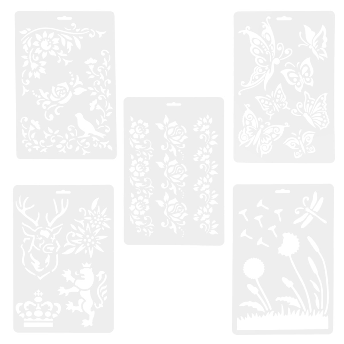 Art Craft Class - 5pcs Painting Templates Reusable Durable Stencils