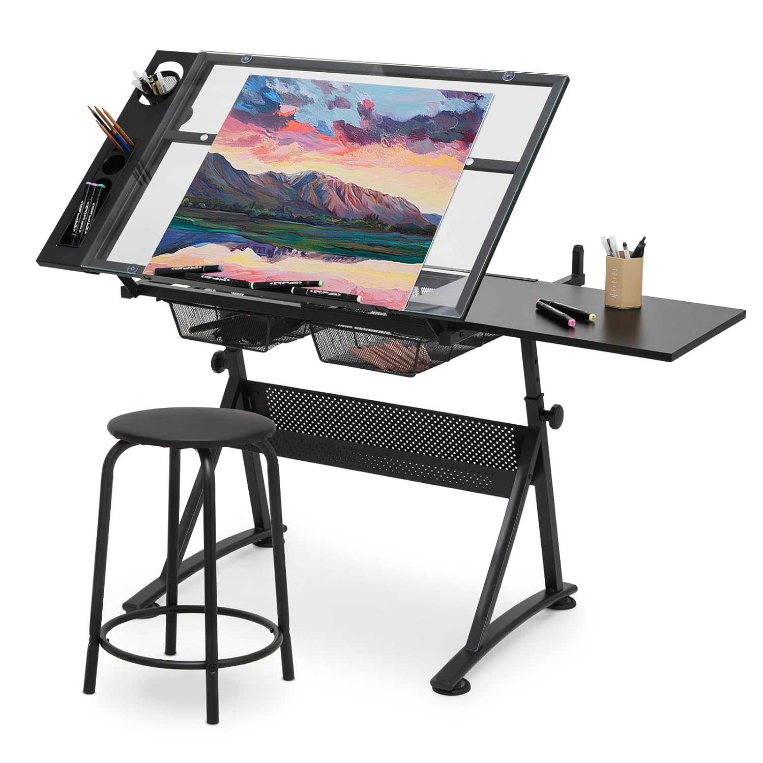 Art & Craft Jojo - Drafting Table with Height Adjustable Glass
