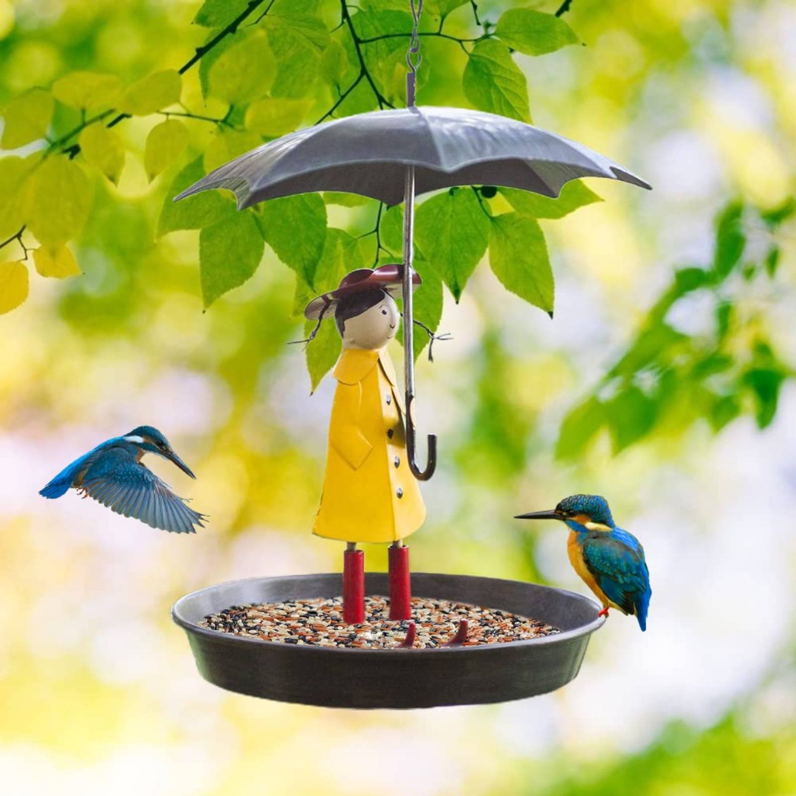 Art Craft Decoration - Girl with Umbrella Bird Feeder Decorative