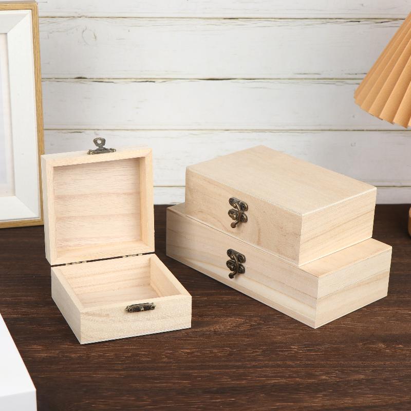 Eco Art Craft - 20*10*5/10*5/15*10*5cm Wooden Storage Box With Hinged