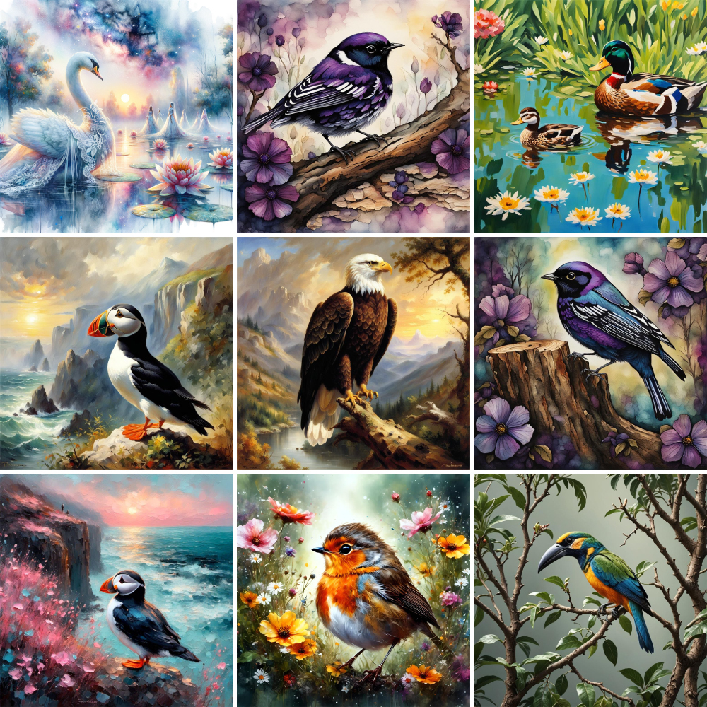 Art Craft Idea - Bird Arctic Puffin Paintings By Numbers