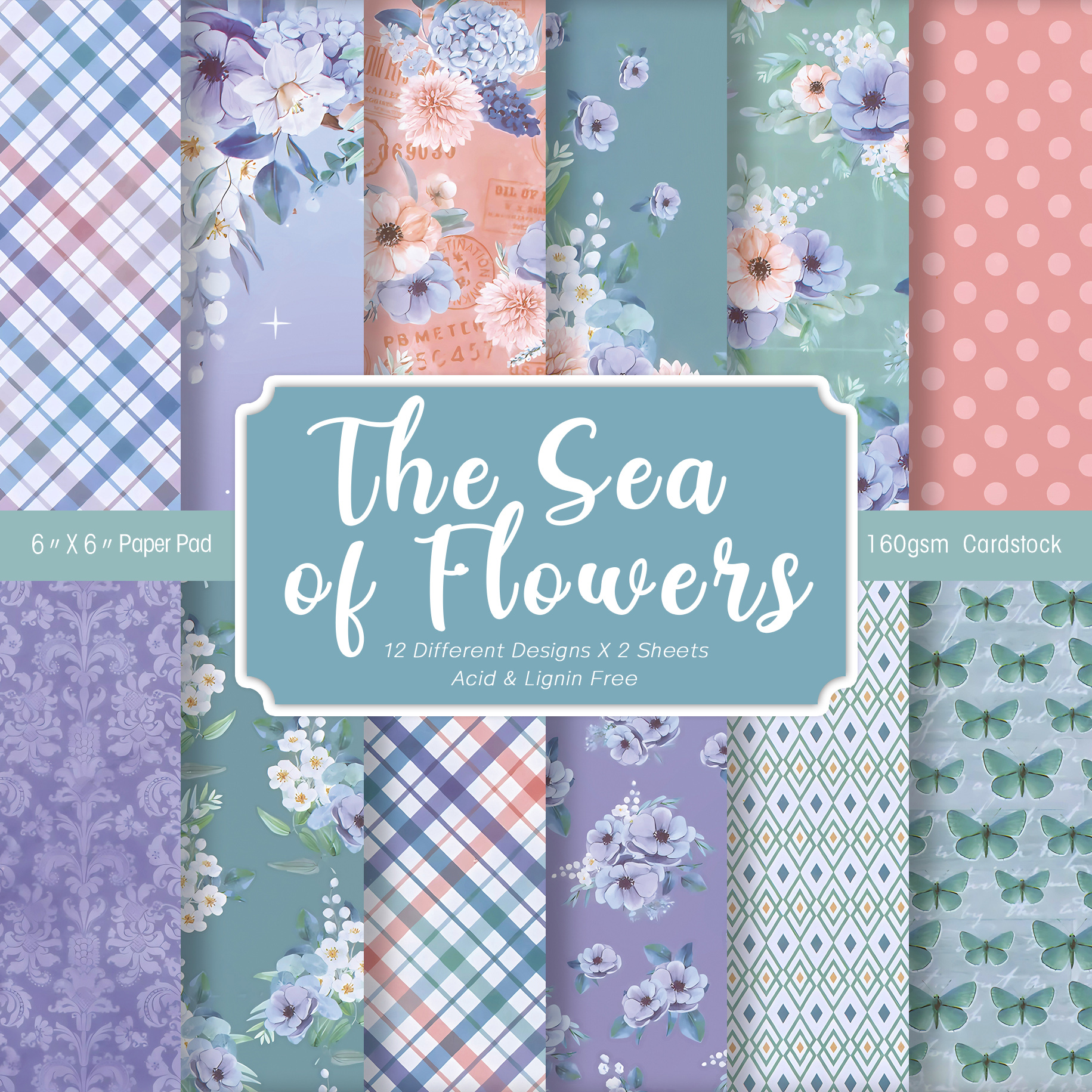Art Craft Journals - 24 Sheets Colored Floral Pattern Scrapbook