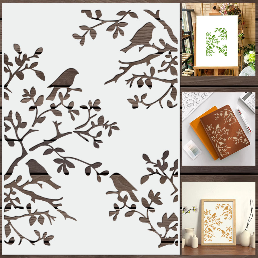 1pcs DIY Bird Branch Stencil f – Art Craft Journals recenzja i cena