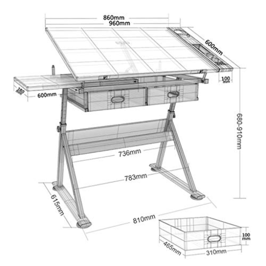 Drafting Table with Storage He – Art & Craft Jojo recenzja i cena